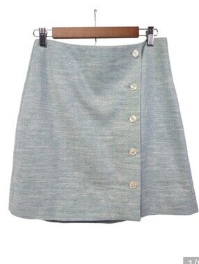 NEW Loft Linen Button Skirt Women's 8 Green Office Career Business Casual Comfy